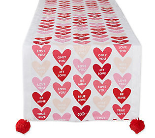 Design Imports Coversation Hearts Table Runner 4"" x 72 | QVC