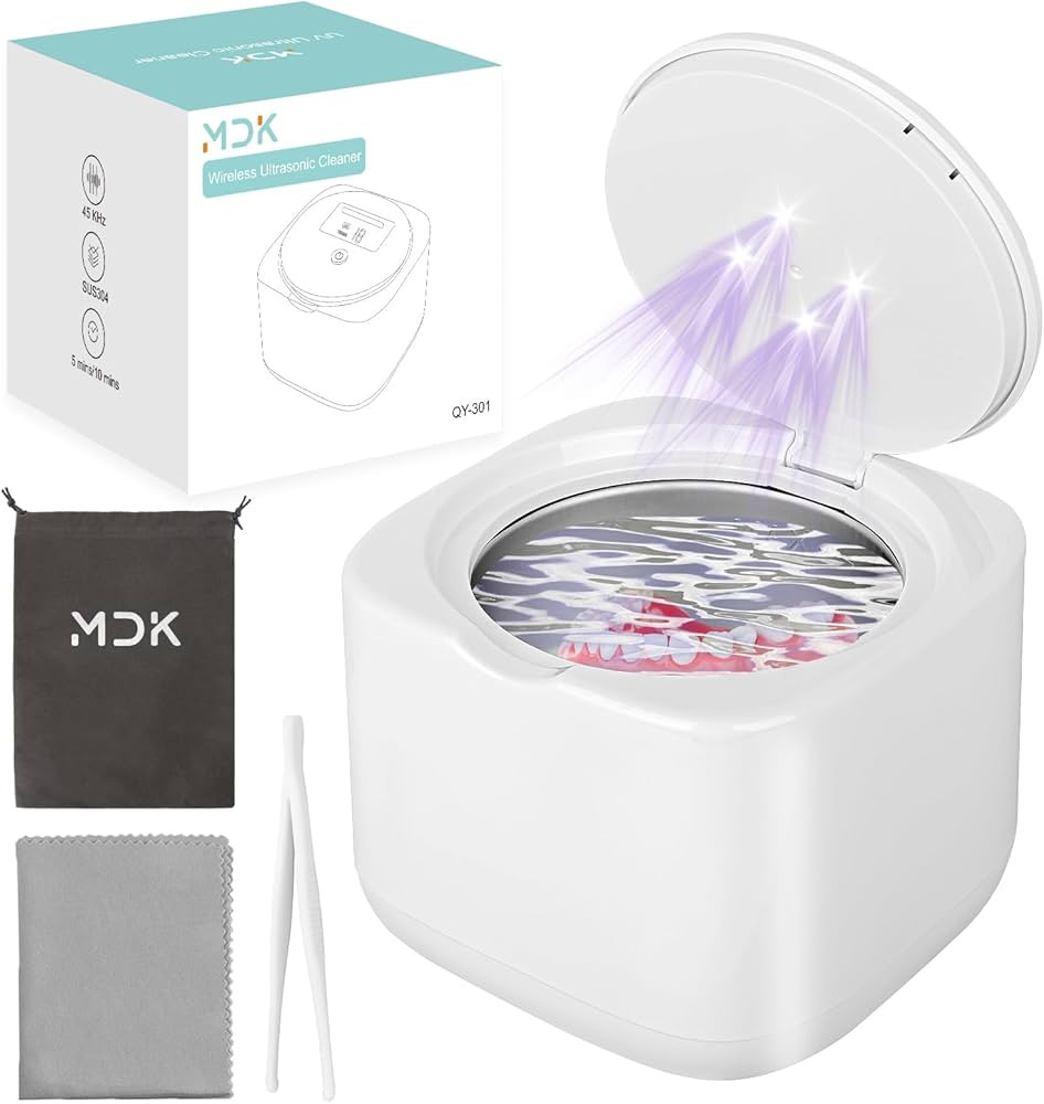 Rechargeable Ultrasonic Retainer Cleaner Machine, 45kHz Denture & Night Guard Cleaner with 200ML ... | Amazon (US)