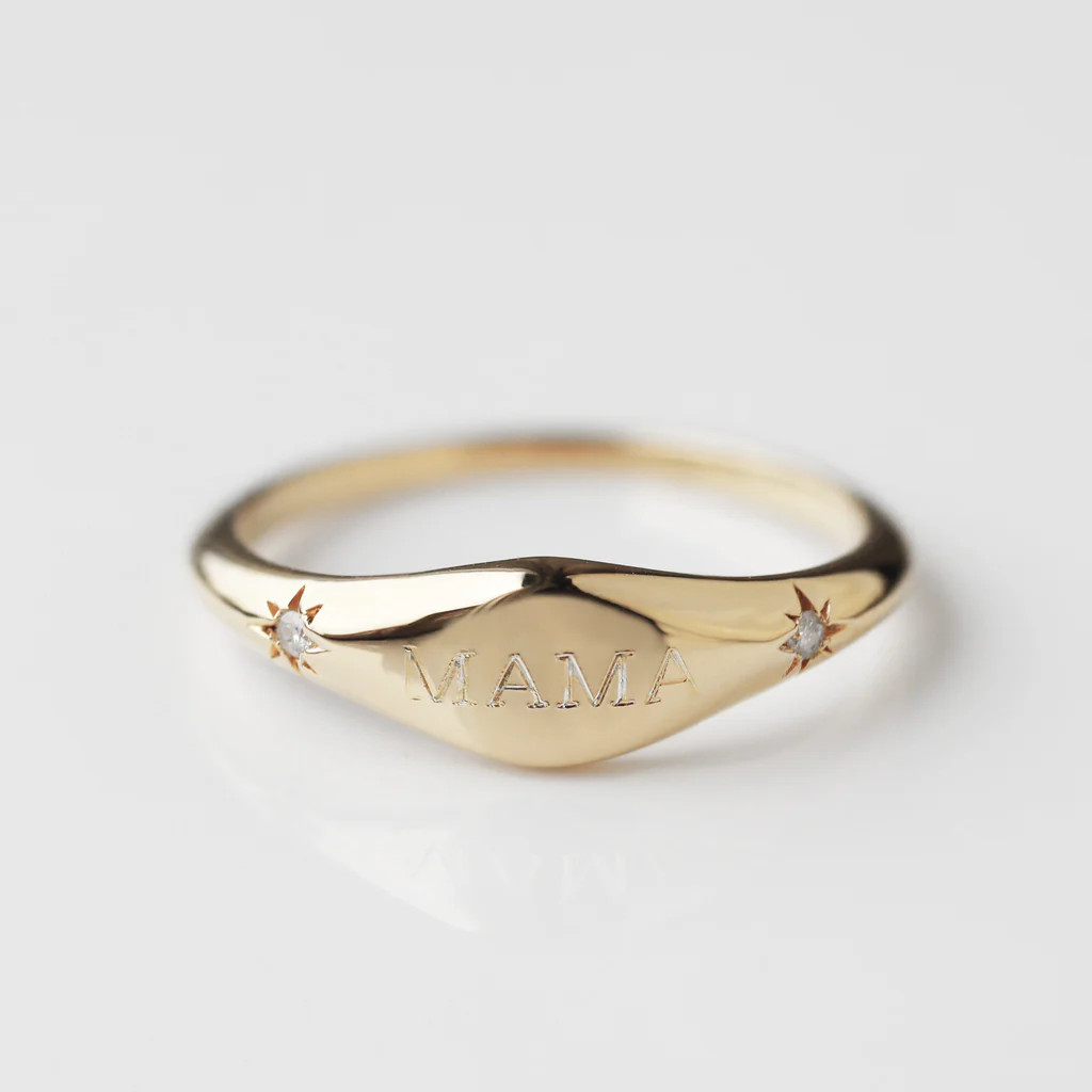 Mama Vintage Diamond Signet Ring | Carrie Elizabeth