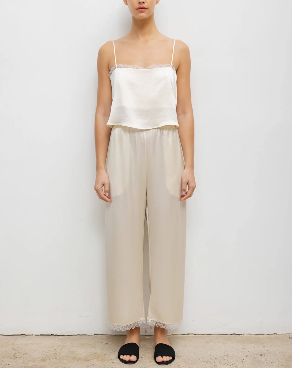 Ivory satin trousers edit 