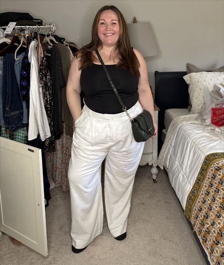 Plus Petite OOTD! I LOVE this tank. It's structured like a body suit without the hassle of a one piece. Easy, smoothing and comfortable. I'm wearing the 0X for reference. These pants are going to be my go too spring and summer pants for sure! I love the fit and how loose and breezy they are! Major bonus they are SHORT length!! Dreams DO come true!!!

#LTKSeasonal #LTKcurves #LTKSale
