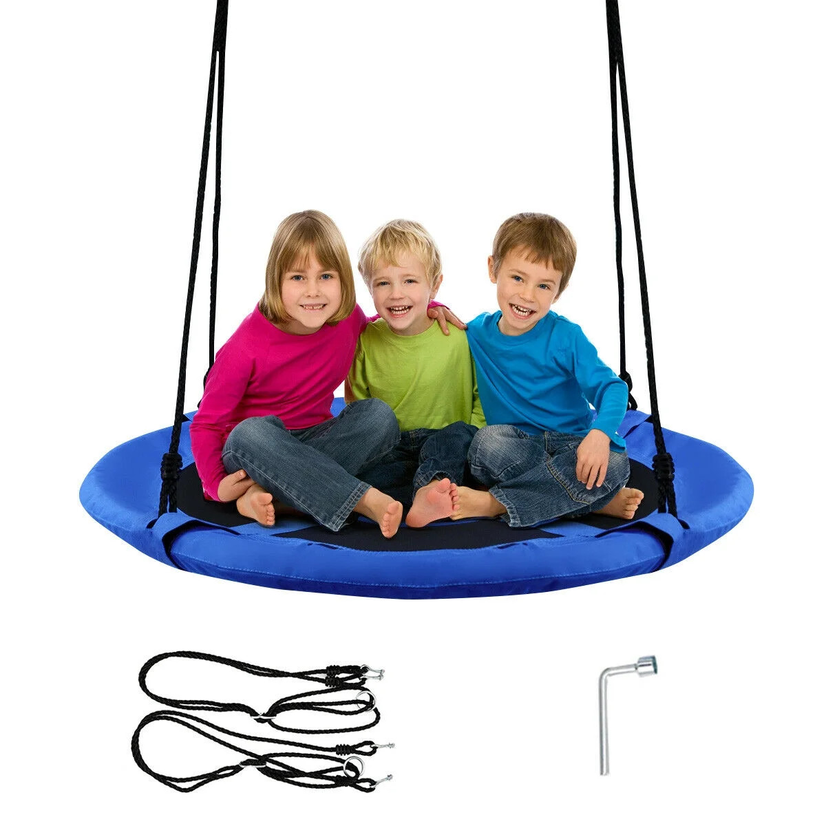 Goplus 40'' Flying Saucer Tree Swing Indoor Outdoor Play Set Swing for Kids Blue | Walmart (US)
