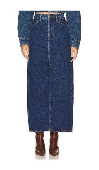 Evianna Denim Maxi Skirt in Washed Indigo | Revolve Clothing (Global)
