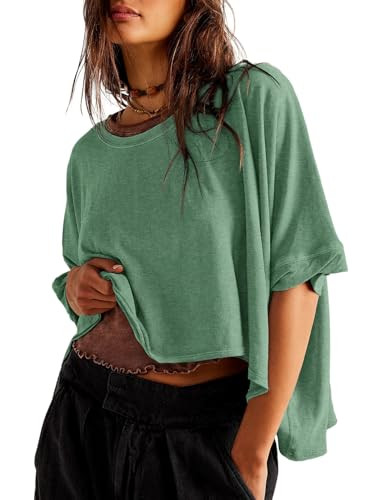 Dokotoo Summer Tops 2024 Womens Solid T Shirts for Women Loose Oversized Shirts Basic Tee | Amazon (US)