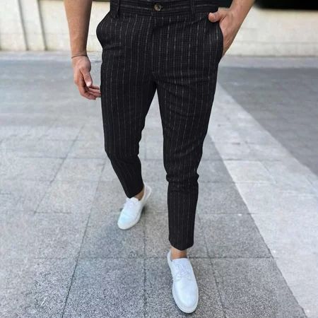 jsaierl Men s Striped Printed Dress Pants Slim Fit Stretch Tapered Pant Flat Front Skinny Pencil Pan | Walmart (US)