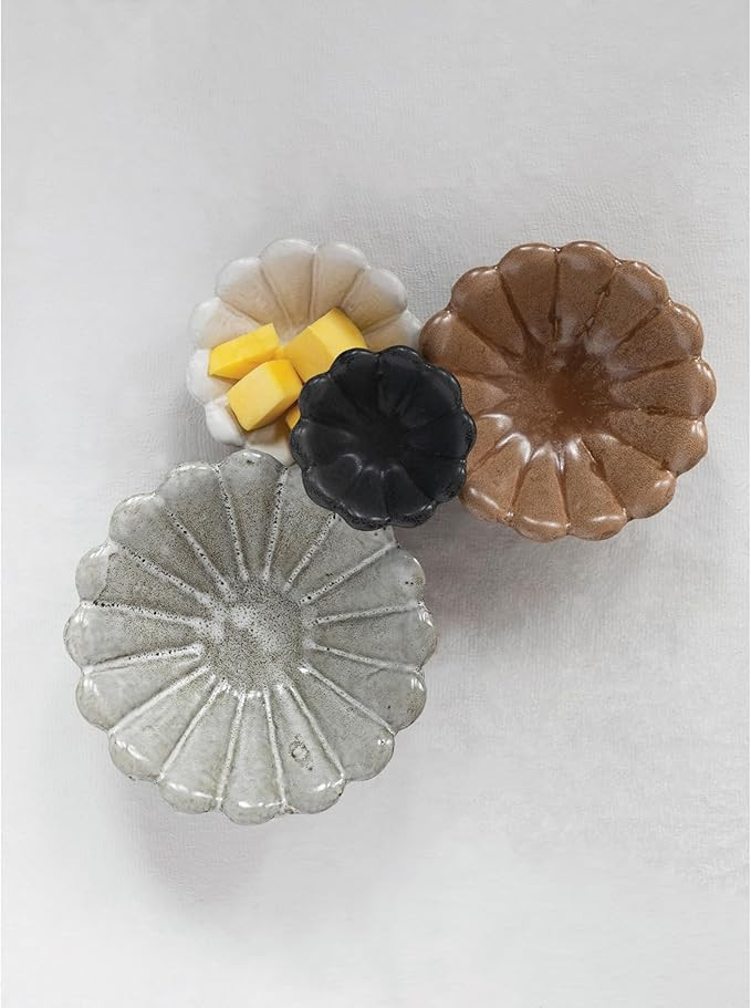 Creative Co-Op Stoneware Flower Bowls, 6" L x 6" W x 3" H, Multicolor | Amazon (US)