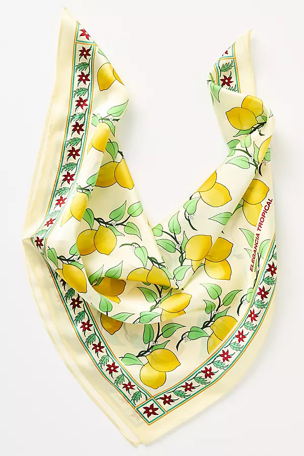 Elegancia Tropical Citrus Bloom Silk Scarf | Anthropologie (US)