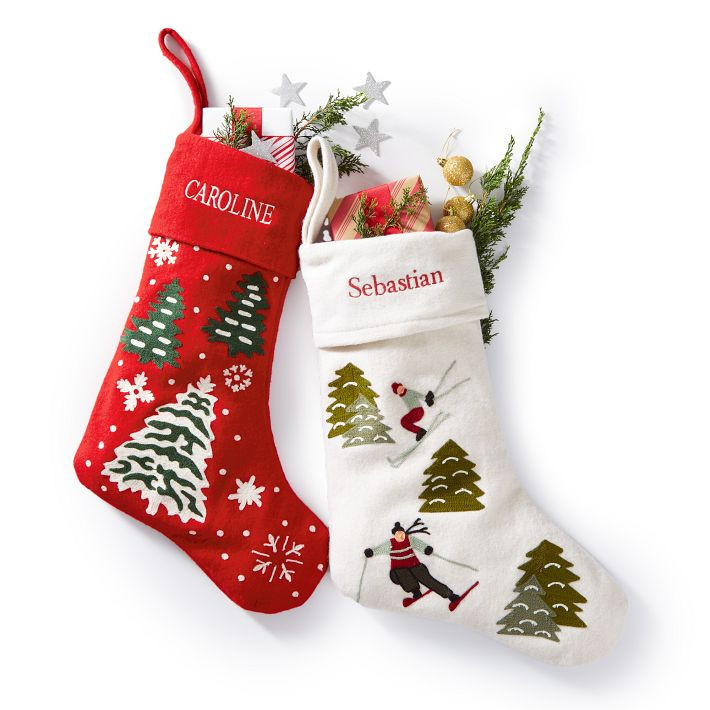 Hand Embroidered Wool Stocking | Mark and Graham