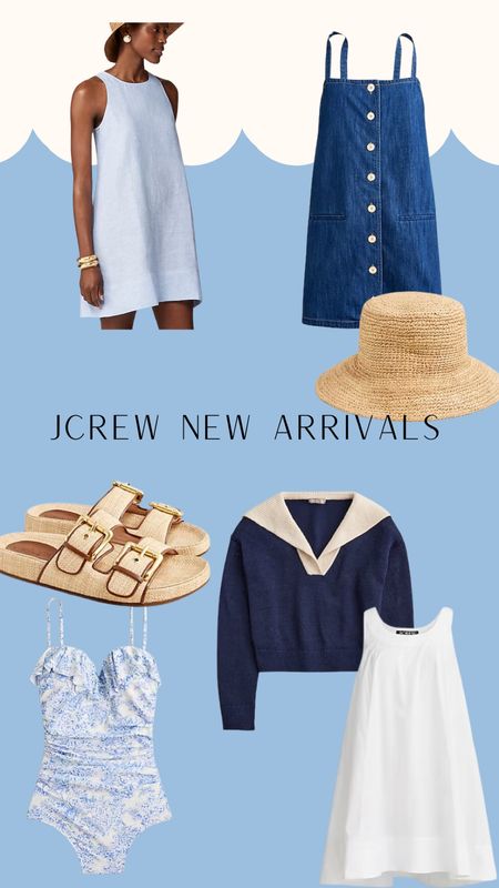 JCrew summer new arrivals // preppy style / bucket hat / denim dress / blue and white swimsuit / shift dress / raffia Birkenstocks 

#LTKfindsunder100 #LTKsalealert #LTKstyletip