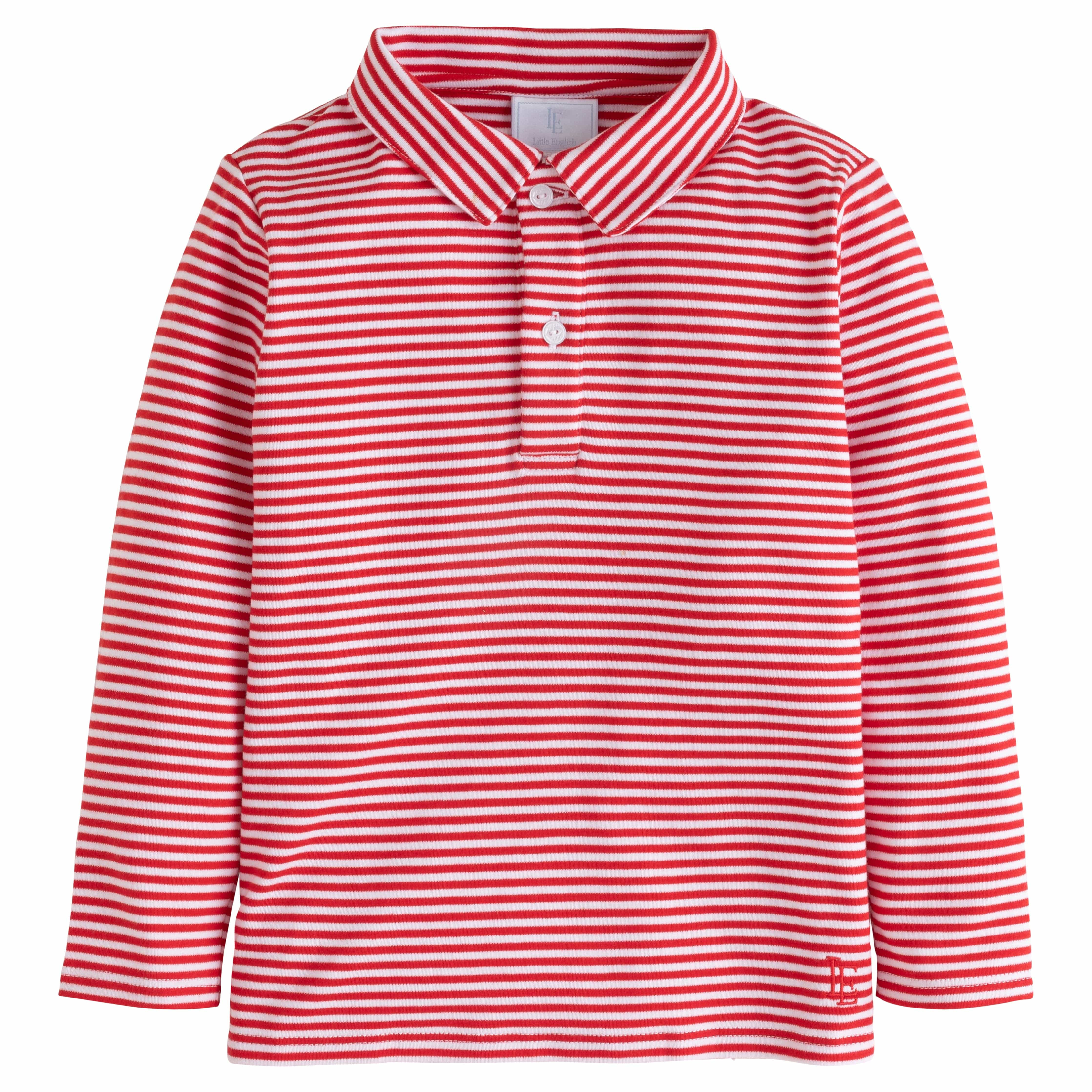 Boy's Long Sleeve Polo Shirt Red Stripe | Little English | Little English