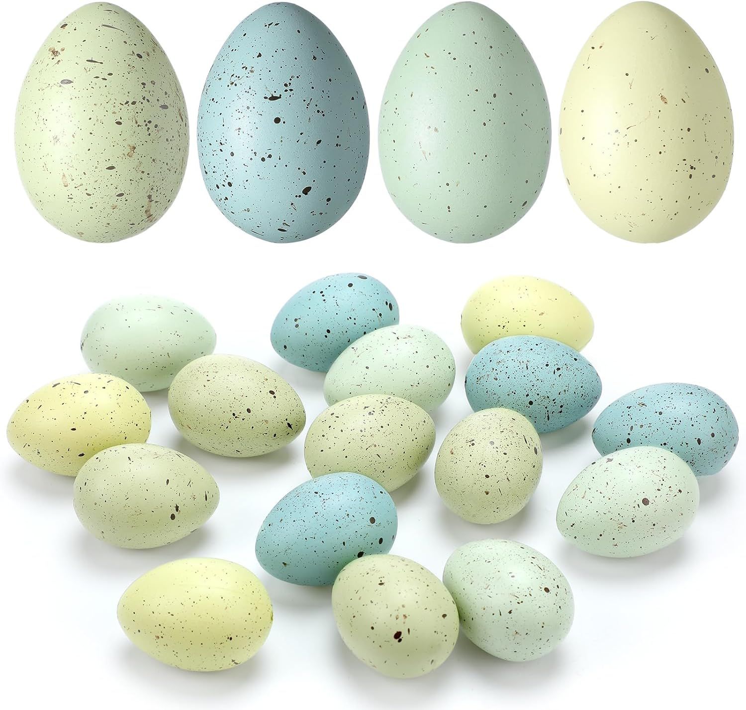16 Pcs Easter Speckled Eggs 2.4 in Plastic Speckled Eggs Bowl and Vase Filler Faux Chicken Eggs f... | Amazon (US)