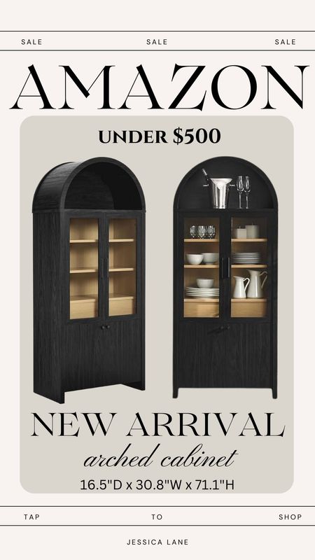I just stumbled across this new arrival on Amazon from Modway, it's a beautiful black and natural wood tall arched accent cabinet. Love the cabinet underneath and the glass doors. Arched cabinet, dining room furniture, black cabinet, accent cabinet, display cabinet, China cabinet, Modway Furniture, Amazon new arrival

#LTKhome #LTKstyletip