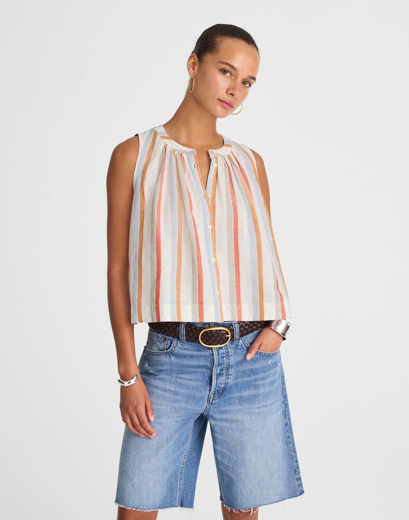 Button-Front Tank in Linen-Cotton | Madewell | Madewell