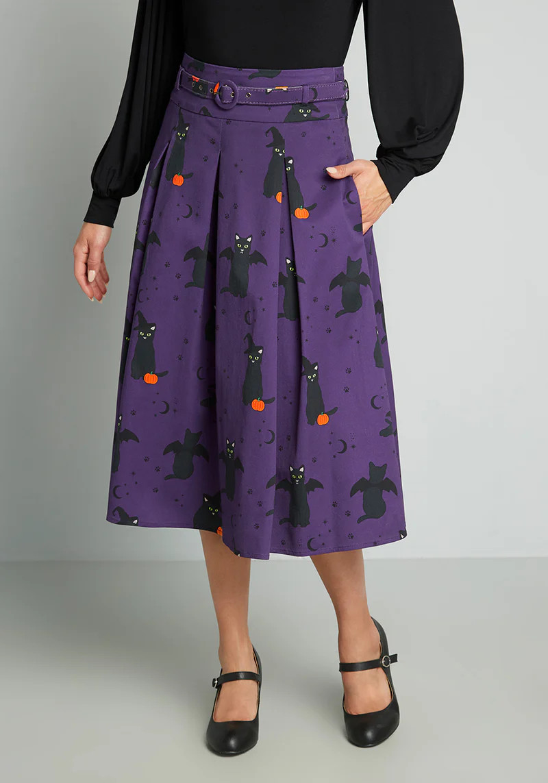 ModCloth x Collectif Cats-Only Costume Party Swing Skirt | ModCloth