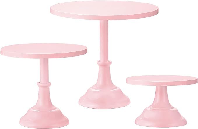 HBlife 3 Pcs Cake Stand, Pink Cake Stand Set Disc Diameter 8" 10" 12", Perfect Dessert Table Disp... | Amazon (US)