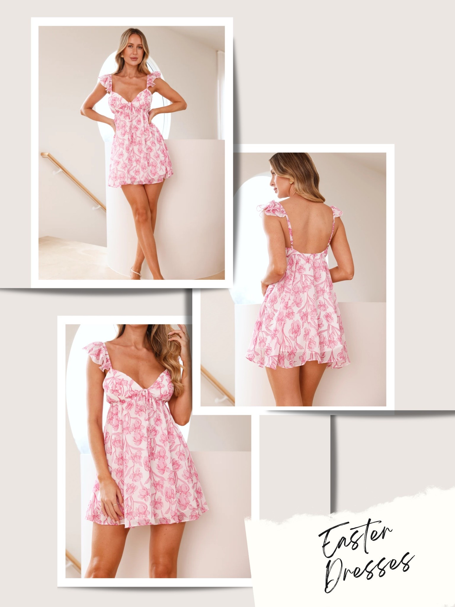 The cutest pink floral Easter dress 🌸 Perfect for church, brunch, spring events, and family photos. This feminine mini dress has a flattering fit with ruffle straps and a flowy skirt. A perfect spring dress for Easter outfits, bridal showers, baby showers, and warm weather events

#LTKgrwm #LTKBeauty #LTKSpringSale