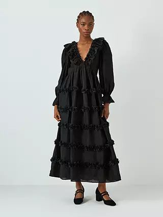 Sister Jane You Can Dance Linen Blend Midi Dress, Black | John Lewis (UK)