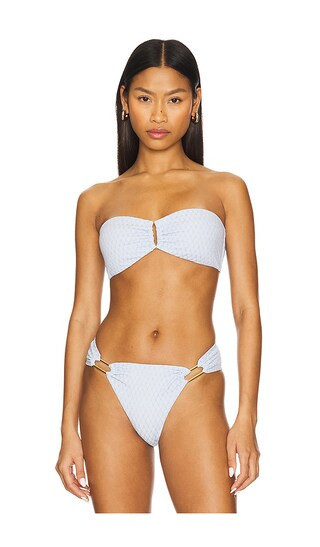 PQ Detail Bandeau Bikini Top in Baby Blue. - size S | Revolve Clothing (Global)