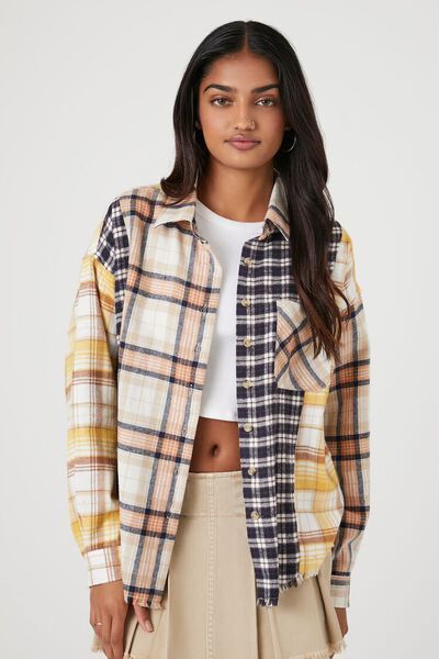 Colorblock Plaid Flannel Shirt | Forever 21 (US)