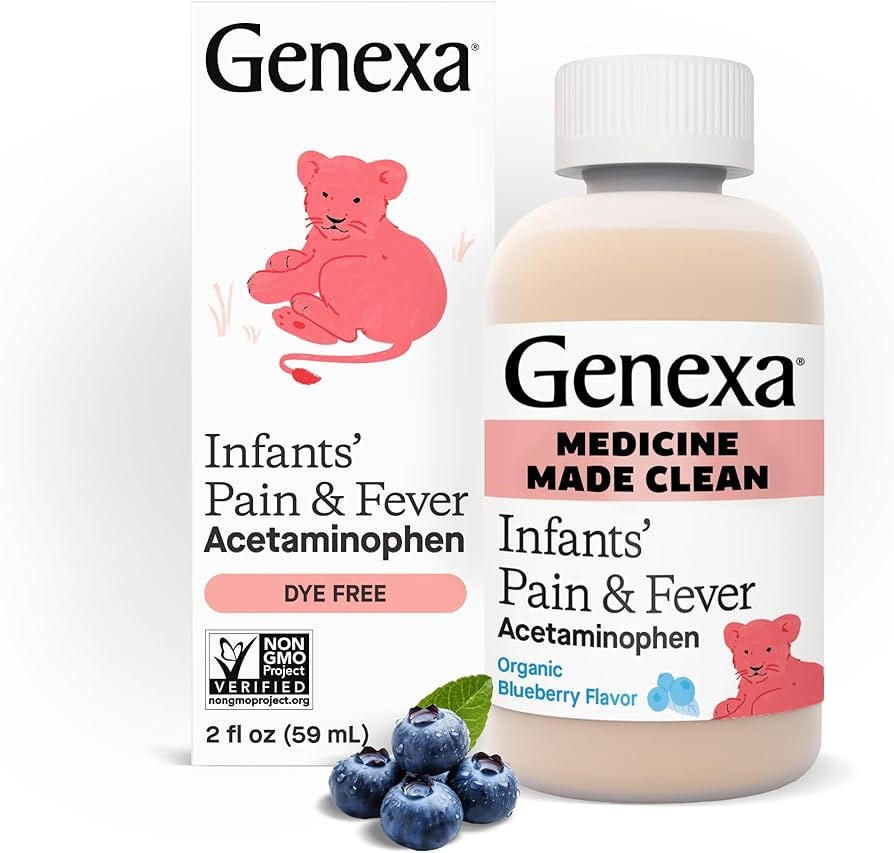 Genexa Infants’ Clean Pain & Fever Acetaminophen, Dye Free, 0% Artificial Additives, Delicious ... | Amazon (US)