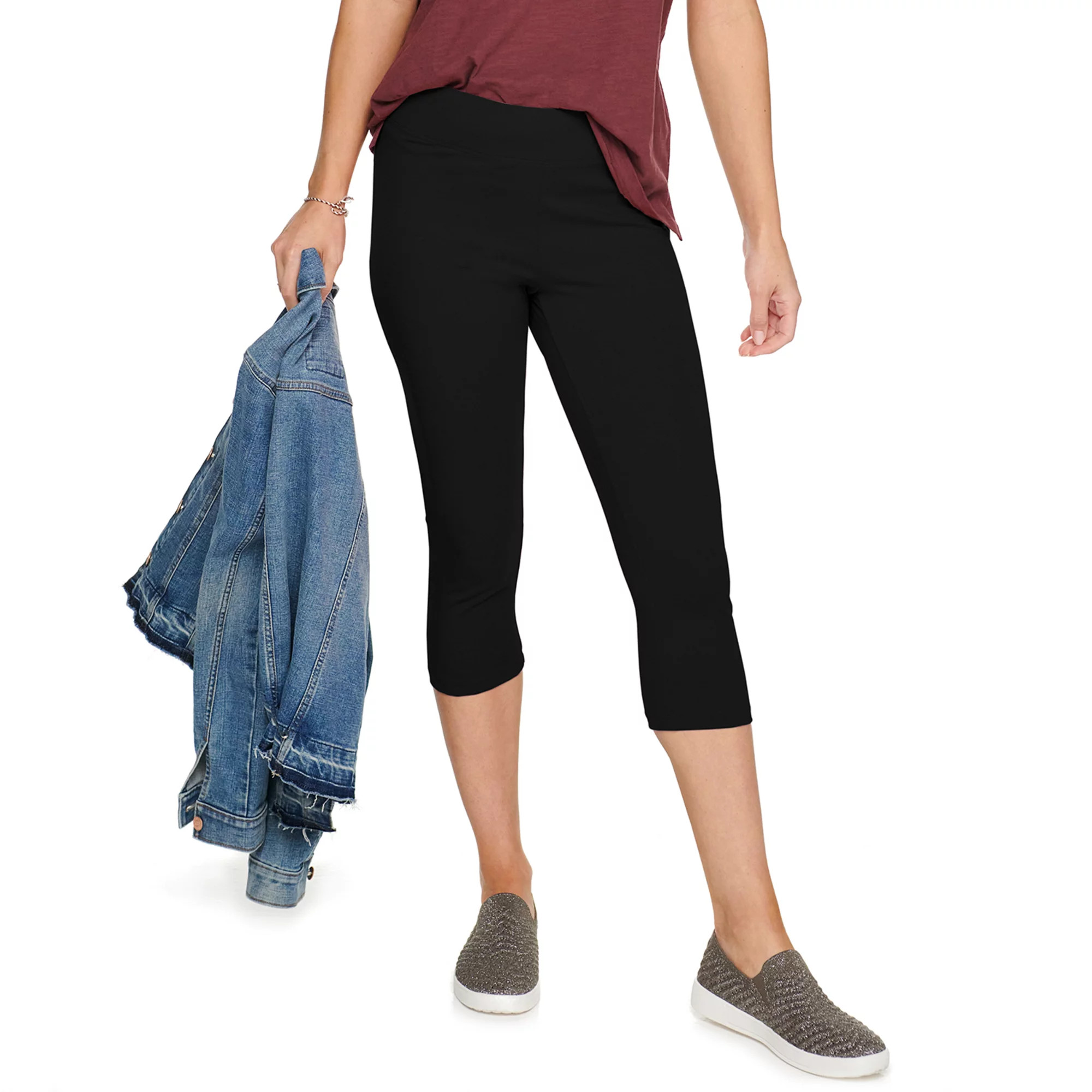Women's Sonoma Goods For Life® Wide-Waistband Capri Leggings | Kohl's