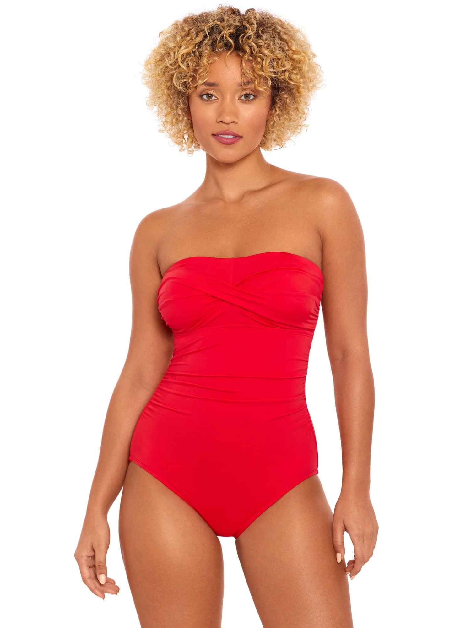 Time and Tru Women’s and Plus Bandeau Twist Front One Piece Swimsuit | Walmart (US)