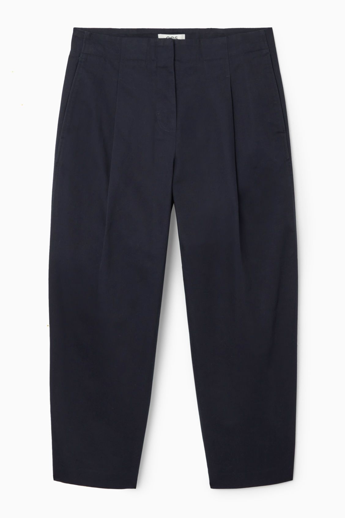 PLEATED BARREL-LEG CHINOS - NAVY - Trousers - COS | COS (US)