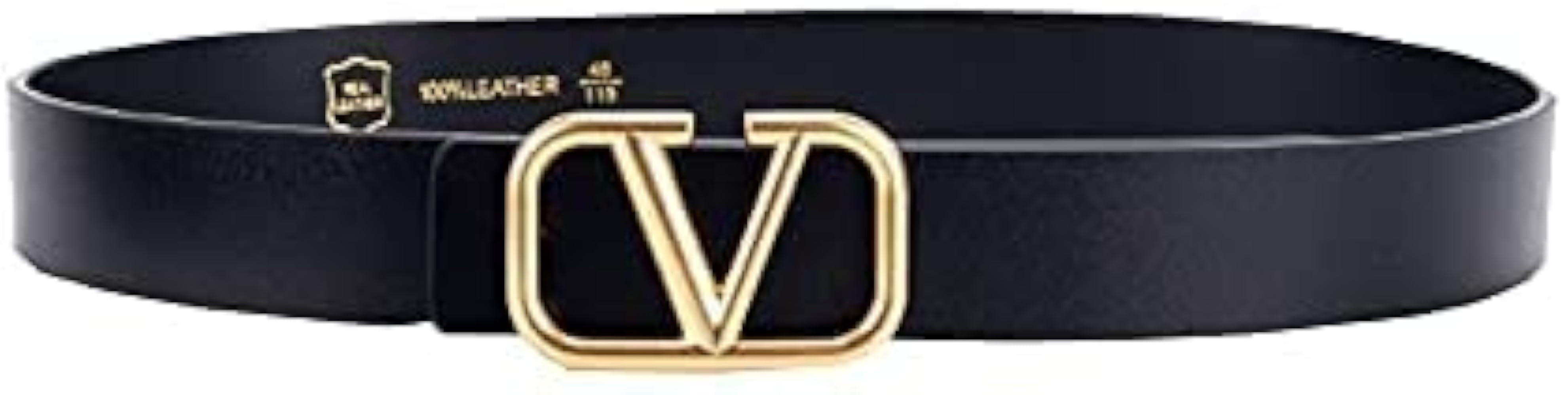 DSJTCH Letter V Metal Belt Genuine Leather Belt Pin Buckle Tokalı Kadın Bel ve Pantolon Kemeri ... | Amazon (US)