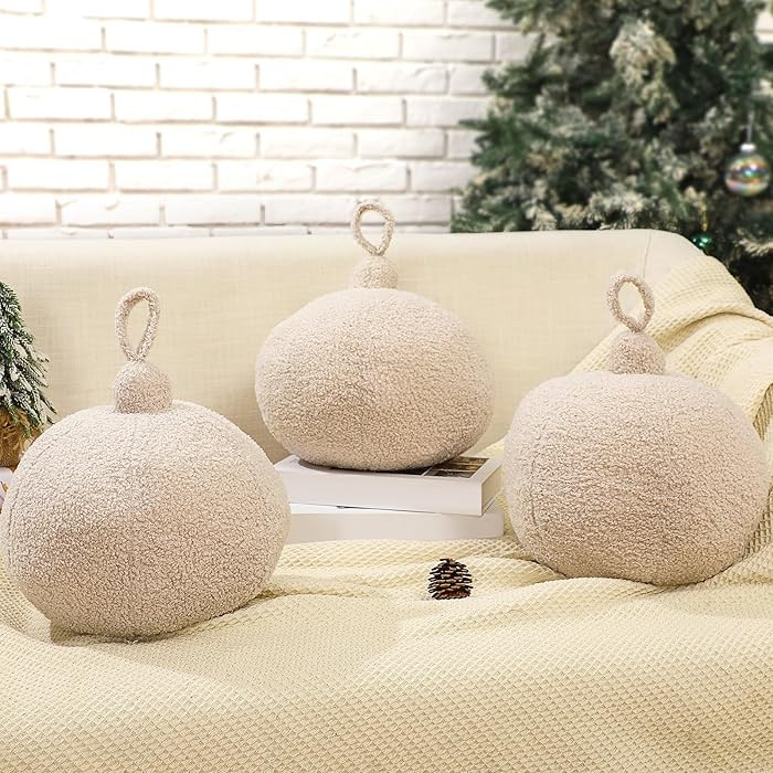 3 Pcs Christmas Bell Pillow 9.8 Inch Christmas Ball Pillow Bell Xmas Decor Cushion Xmas Round Bal... | Amazon (US)