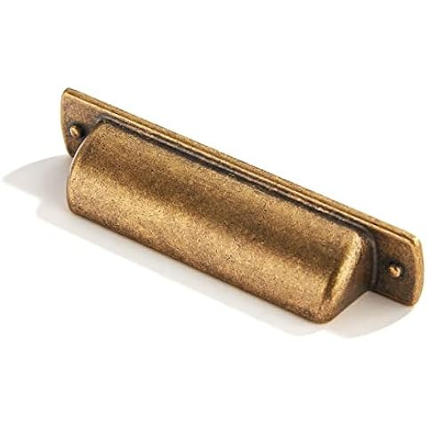 10 Pack 2.5 inch(64mm) Antique Brass Kitchen Cabinet Handles Cabinet Cup Pulls Vintage Drawer Cup... | Amazon (US)