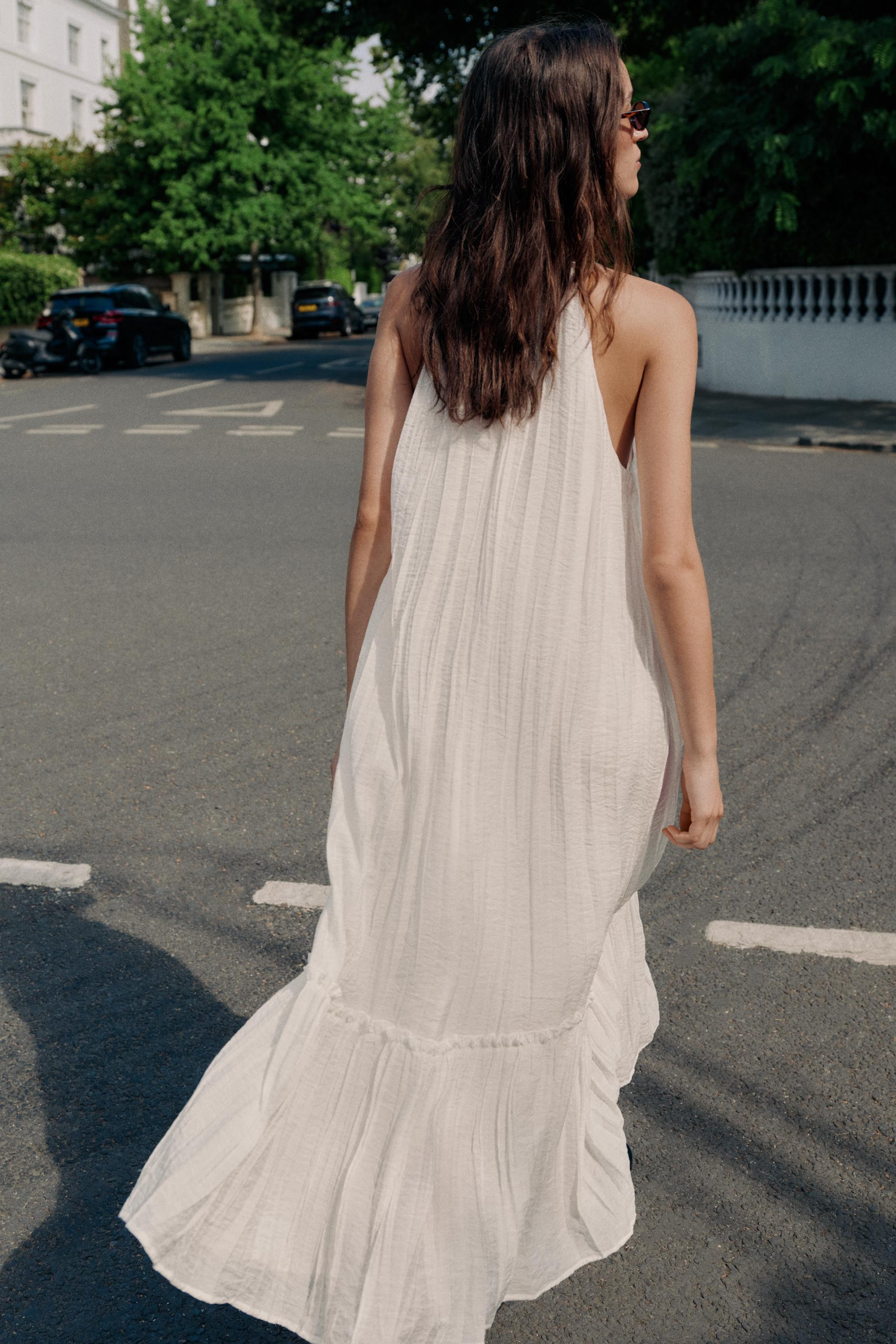 BEADED WRINKLE-EFFECT MIDI DRESS | Zara Canada