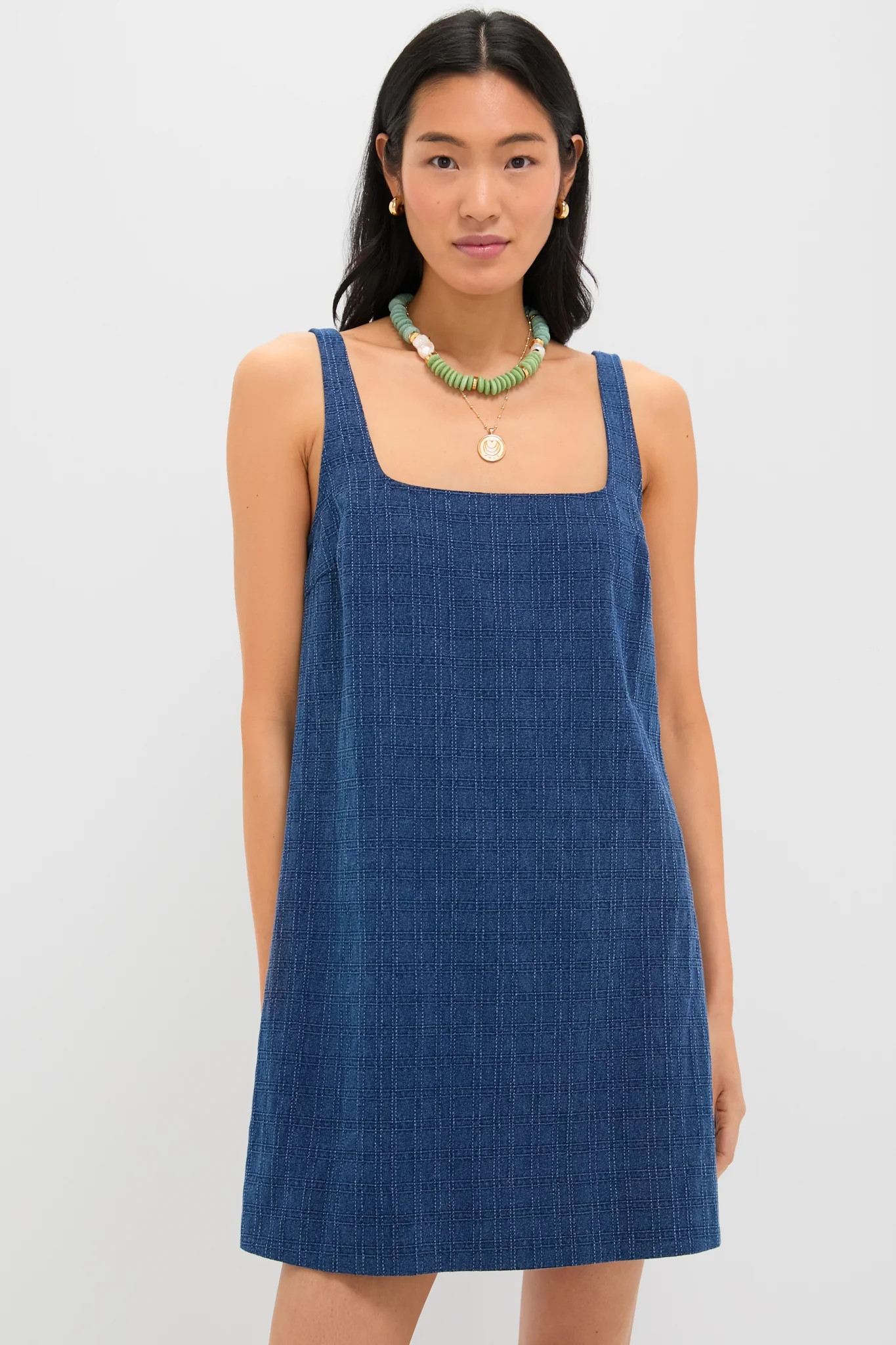 Textured Windowpane Denim Cassie Dress | Tuckernuck (US)