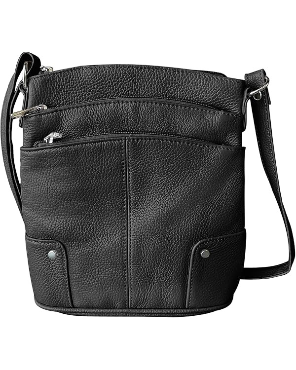 Silver Fever Women’s Leather Large Crossbody Travel College Student Indie Style Handbag Water R... | Amazon (US)