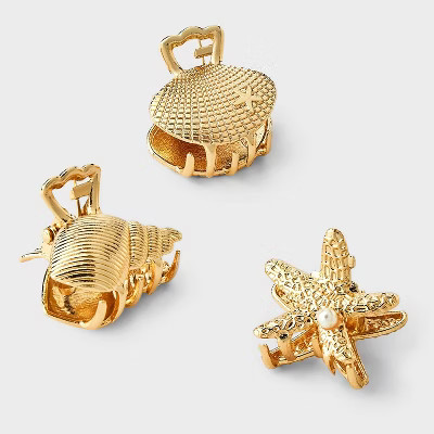 Seashell Claw Hair Clip Set 3pc - A New Day™ Gold | Target
