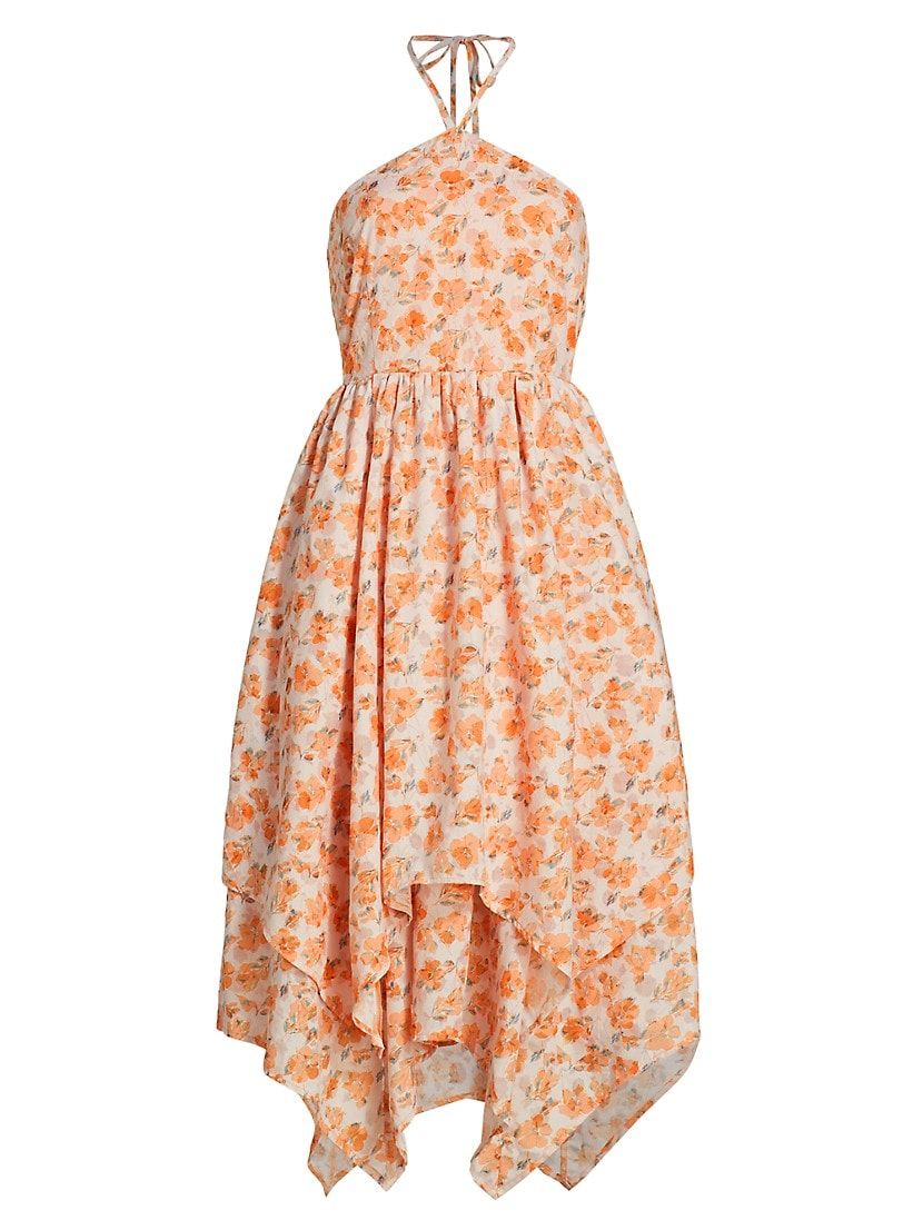 Everly Floral Cotton-Blend Handkerchief Dress | Saks Fifth Avenue