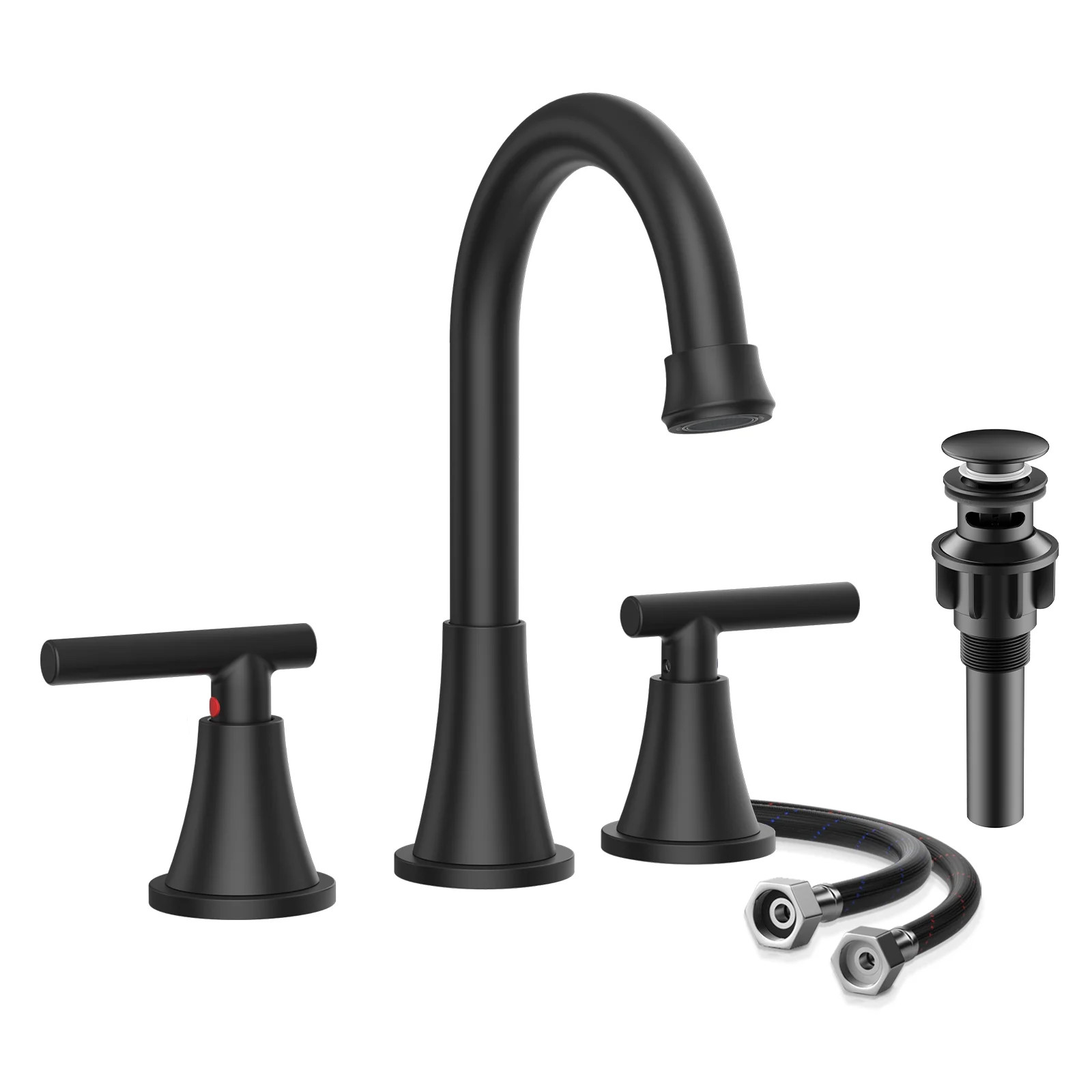 KINGTACK Bathroom Faucet for Sink 3 Hole, 8 Inch Bathroom Faucets with Pop-up Drain and Supply Li... | Walmart (US)