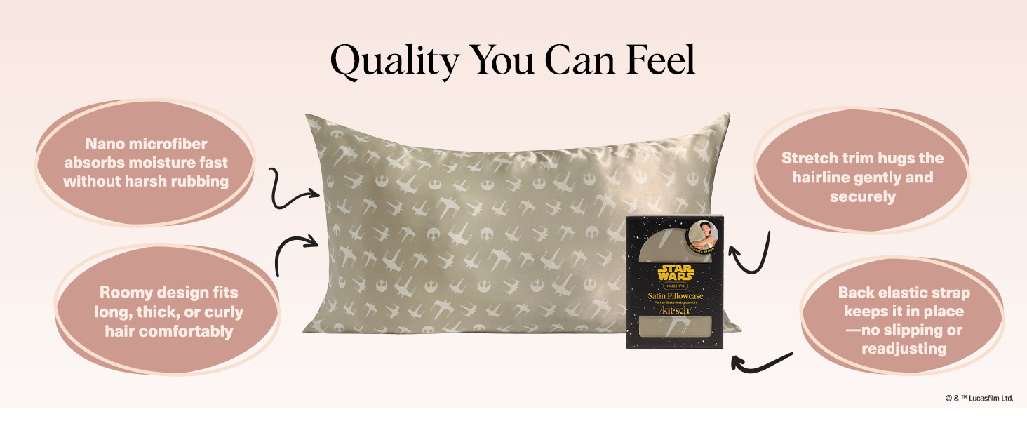 Kitsch x Star Wars Rebel Alliance Satin Pillowcase with Zipper for Hair & Skin - Softer Than Silk... | Amazon (US)