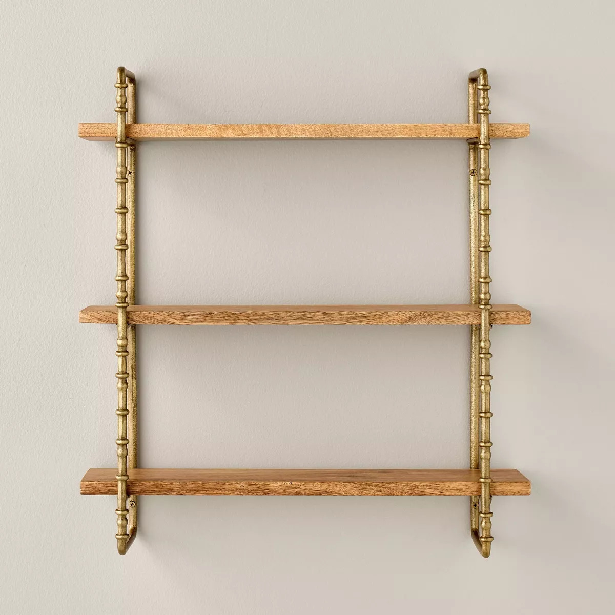 Twisted Brass and Wood Tiered Wall Shelf - Hearth & Hand™ with Magnolia | Target