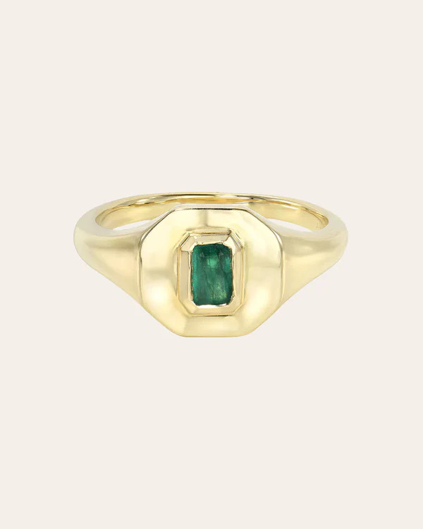 Emerald Signet Ring | Zoe Lev Jewelry