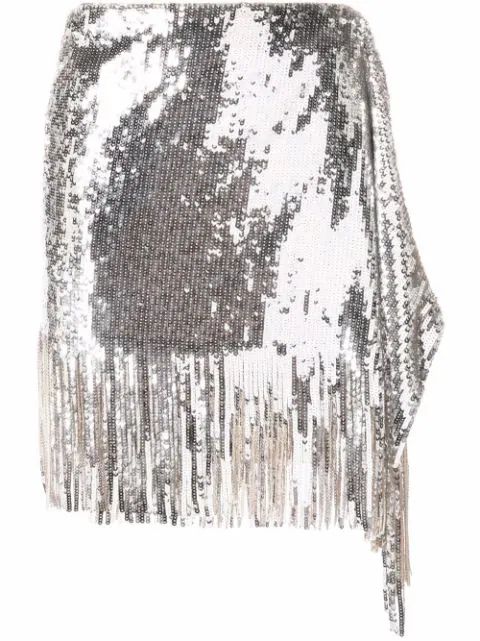 fringed sequin-embellished mini skirt | Farfetch (US)