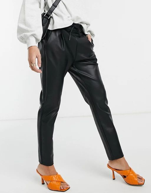 Vero Moda leather look trousers in black | ASOS (Global)