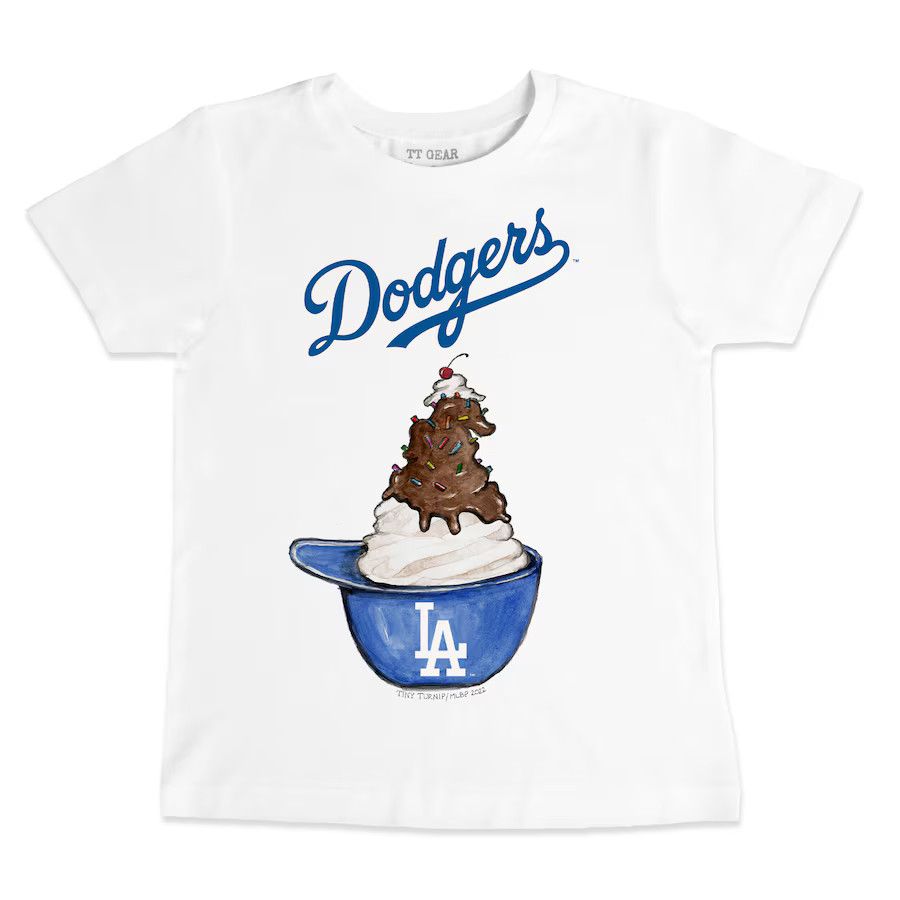 Los Angeles Dodgers Tiny Turnip Youth Sundae Helmet T-Shirt - White | Fanatics