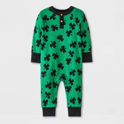 Baby Boys' St. Pat's Rib Long Sleeve Romper - Cat & Jack™ Green | Target