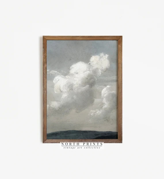 Cloudy Sky Painting  Vintage Landscape Print Blue PRINTABLE | Etsy | Etsy (US)