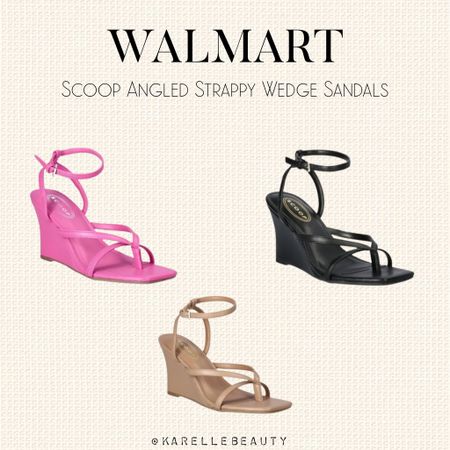 Walmart Scoop Angled Strappy Wedge Sandals. 

#LTKfindsunder50 #LTKshoecrush #LTKSeasonal