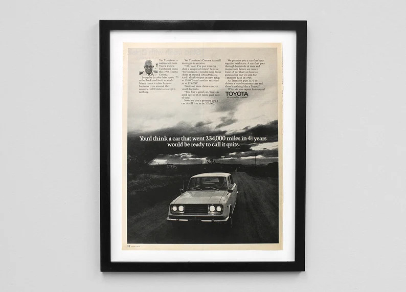 Vintage Toyota Magazine Ad Print Automobile Advertisement - Etsy | Etsy (US)