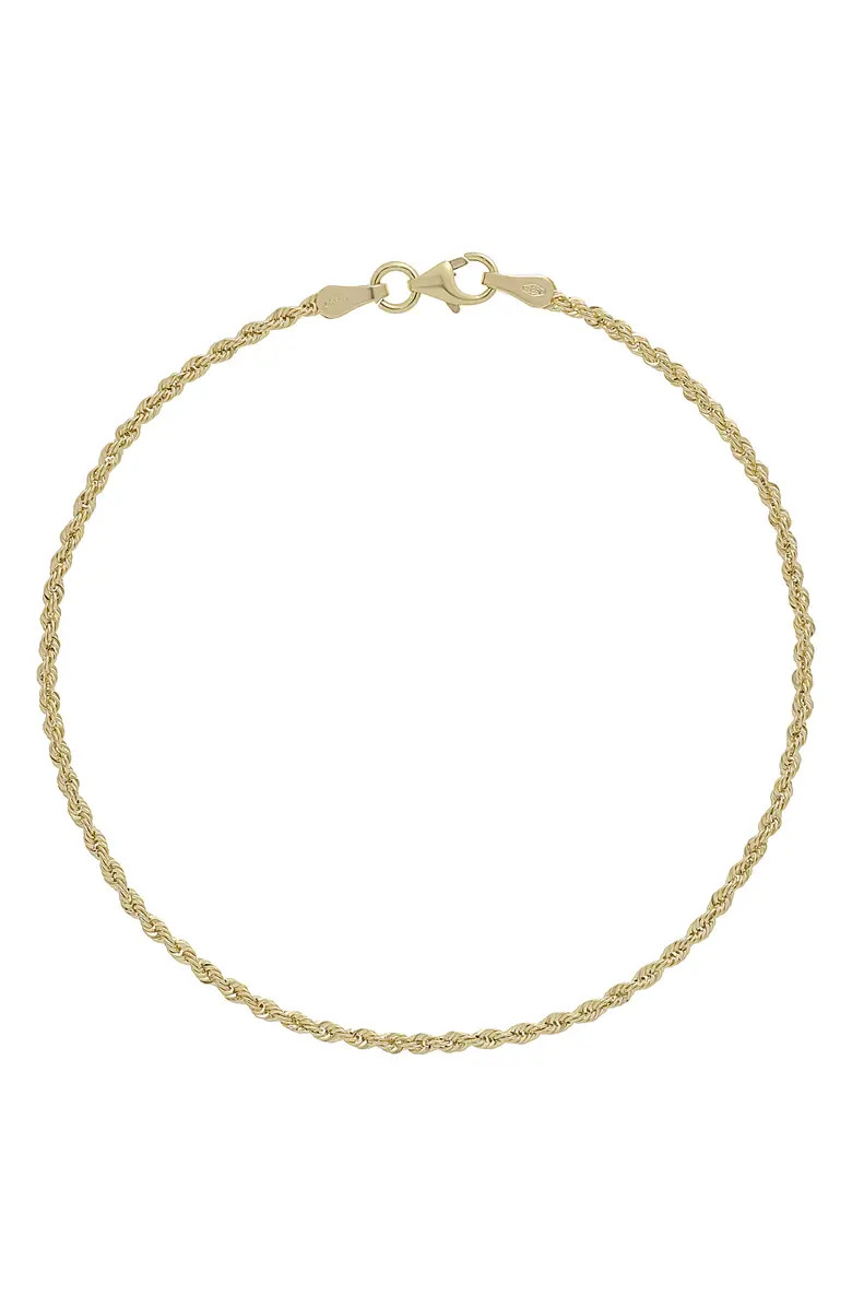 14K Gold Rope Chain Bracelet | Nordstrom