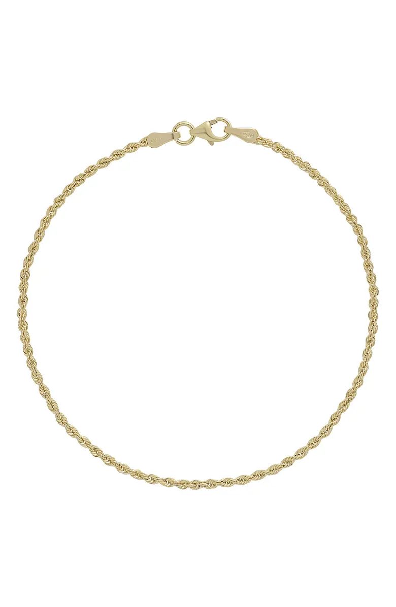 14K Gold Rope Chain Bracelet | Nordstrom