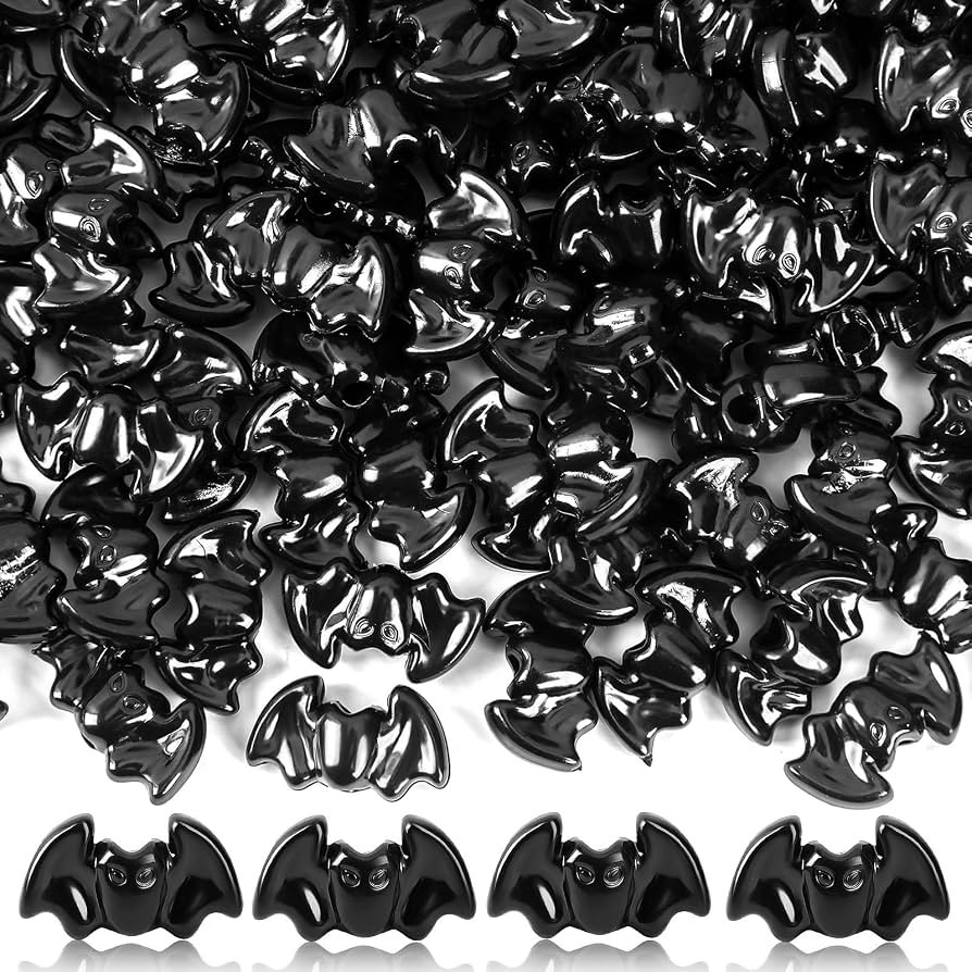 UPINS 100pcs Halloween Black Bat Beads for Jewelry Making Bracelets | Amazon (US)