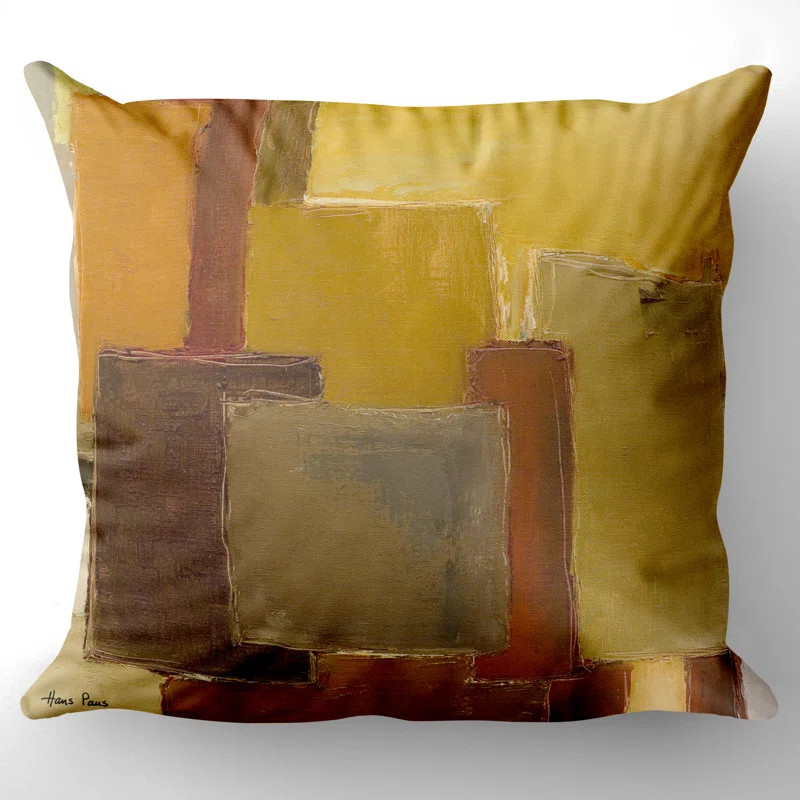 Yellow Brushes Abstract Throw Pillow by Hans Paus | Wayfair North America